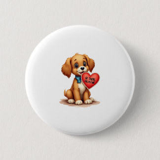 Vintage Retro Valentine's Day Puppy Dog Valentine  6 Cm Round Badge