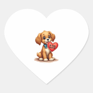 Vintage Retro Valentine's Day Puppy Dog Valentine  Heart Sticker