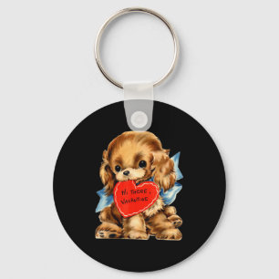 Vintage Retro Valentine's Day Puppy Dog Valentine  Key Ring