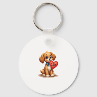 Vintage Retro Valentine's Day Puppy Dog Valentine  Key Ring