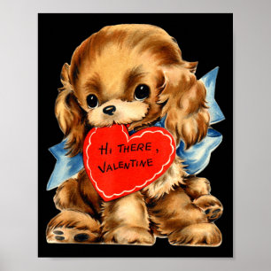 Vintage Retro Valentine's Day Puppy Dog Valentine  Poster