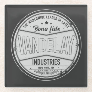 Vintage Retro Vandelay Industries Funny Sarcastic Glass Coaster