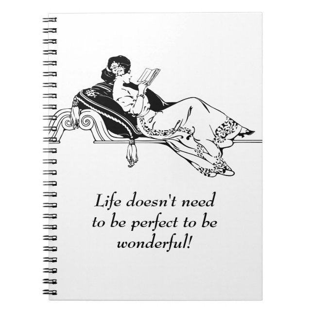 Vintage Retro Victorian Inspirational Life Quote Notebook (Front)