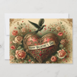 Vintage/retro/Victorian Valentine's day heart Holiday Card