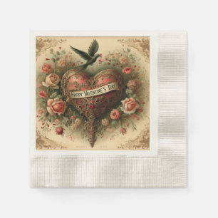 Vintage/retro/Victorian Valentine's day heart Napkin