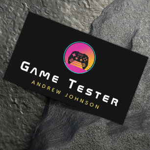 Vintage Retro Video Game Tester Developer Colourfu Business Card