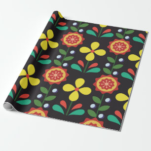 Vintage retro vintage flower vertical lines seamle wrapping paper