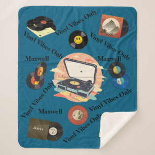 vintage retro vinyl Sherpa Blanket