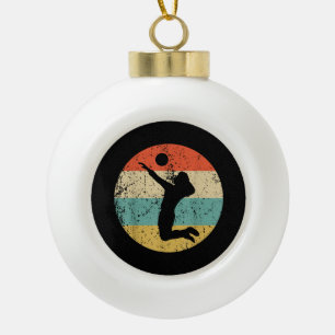 Vintage Retro Volleyball Player Ceramic Ball Christmas Ornament