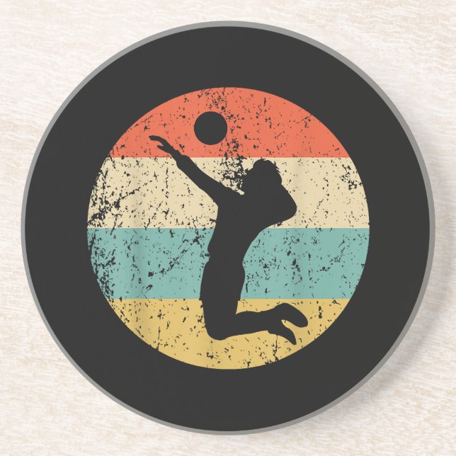 Vintage Retro Volleyball Player Coaster (Front)