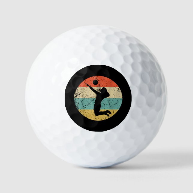Vintage Retro Volleyball Player Golf Balls (Front)