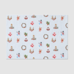 Vintage Retro Watercolor Christmas Collage Tissue Paper