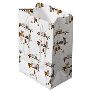 Vintage Retro Watercolor Kitchen Utensils Medium Gift Bag