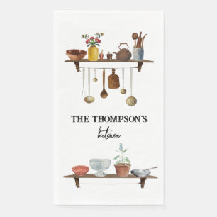 Vintage Retro Watercolor Kitchen Utensils Napkin