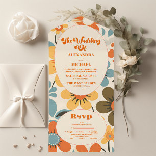 Vintage Retro Wedding  All In One Invitation