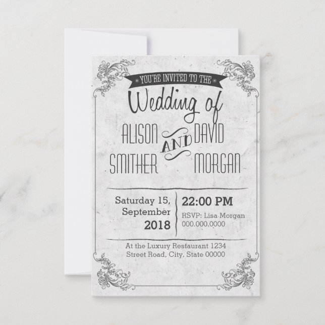 Vintage retro wedding invitation (Front)