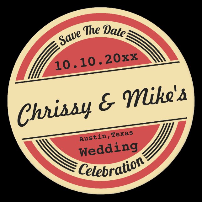 Vintage Retro Wedding Save The Date Coaster (Save The Date Coaster - Unique way to announce your wedding date.)