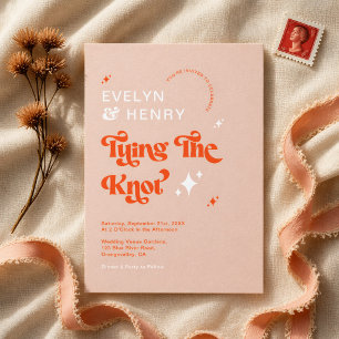 Vintage Retro We're Tying The Knot Wedding Invitation