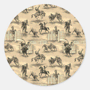 Vintage Retro Western Rodeo Cowboy Classic Round Sticker