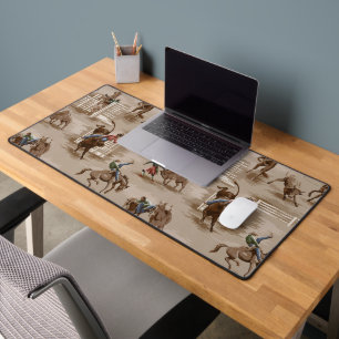 Vintage Retro Western Rodeo Cowboy Desk Mat