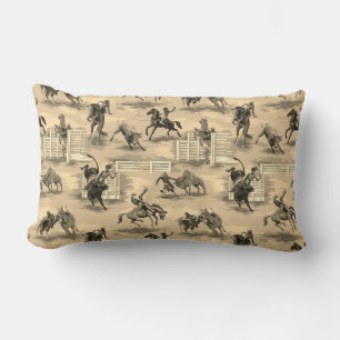 Vintage Retro Western Rodeo Cowboy Lumbar Cushion