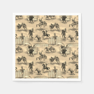 Vintage Retro Western Rodeo Cowboy Napkin