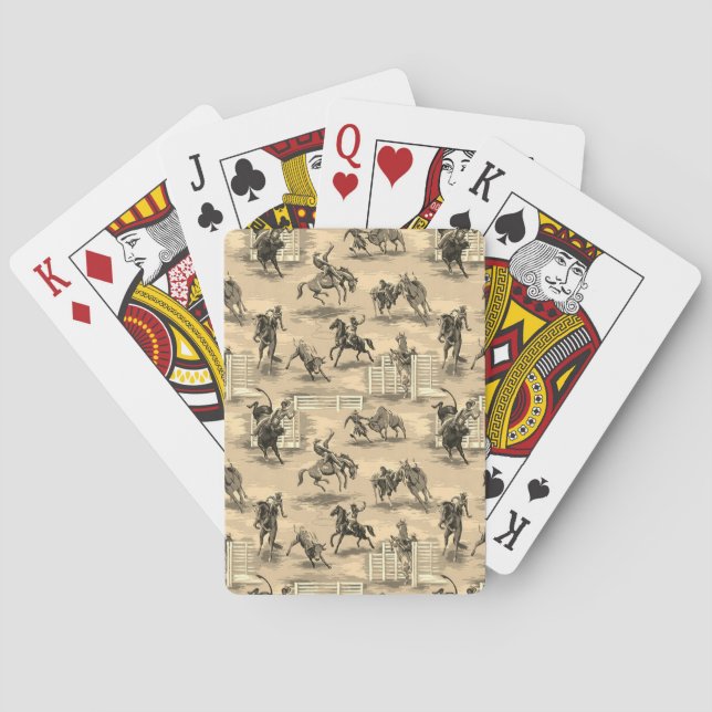 Vintage Retro Western Rodeo Cowboy Playing Cards (Back)