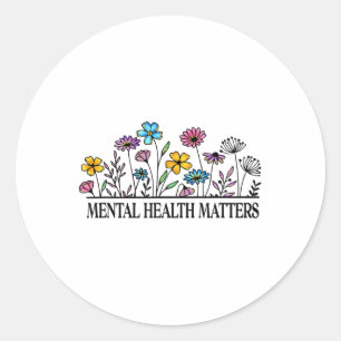 Vintage Retro Wildflower Mental Health S Awareness Classic Round Sticker