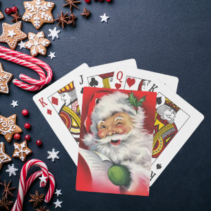 Vintage Retro Winking Santa Claus Christmas Playing Cards