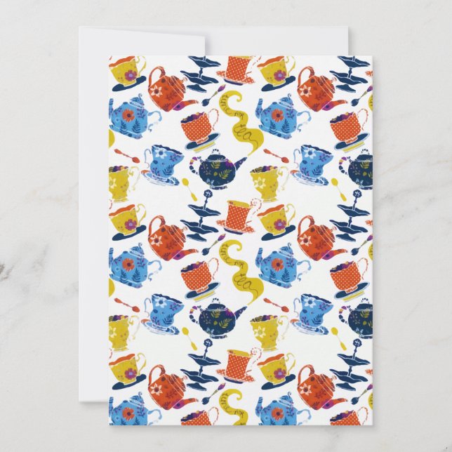 Vintage Retro Winter Whimsical Tea Party Announcement (Front)