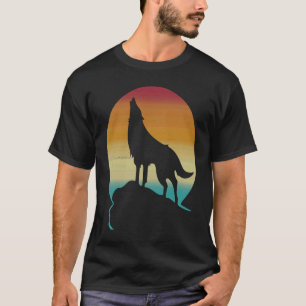 Vintage Retro Wolves Wolf Howling At Moon Silhouet T-Shirt