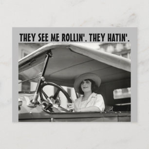 VINTAGE RETRO WOMAN IN CAR FUNNY Postcards