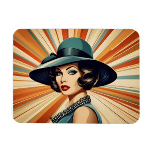 Vintage retro woman magnet