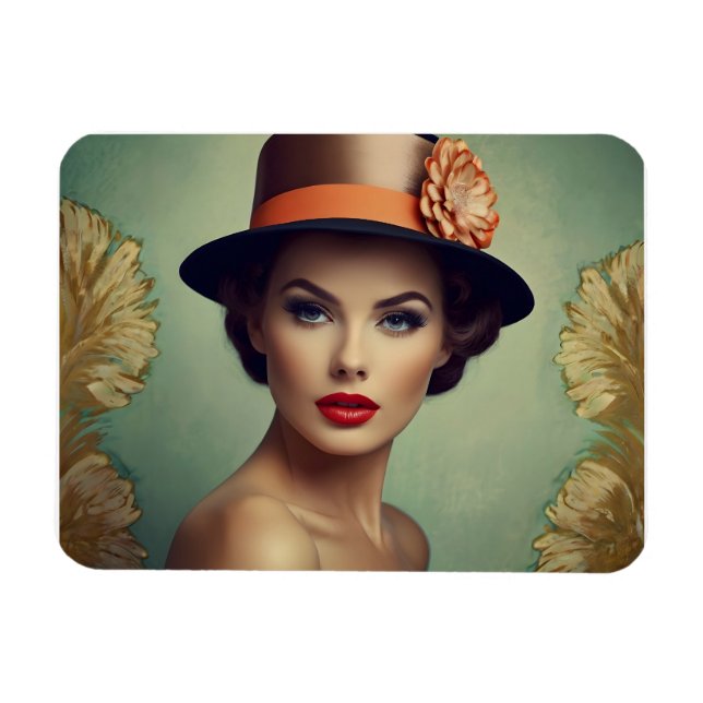 Vintage retro woman magnet (Horizontal)