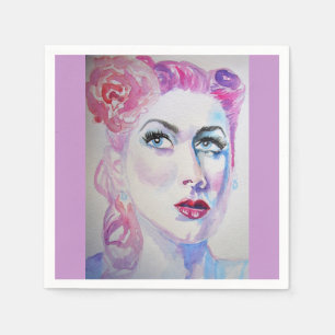 Vintage Retro Woman Pink Shabby Serviette Napkins