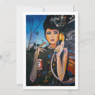 Vintage Retro Woman Portrait Canvas Invitation