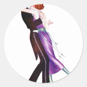 Vintage Retro Woman Women Deco Dancers Classic Round Sticker