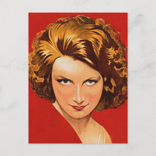 Vintage Retro Women 20s Woman's Portrait Postcard