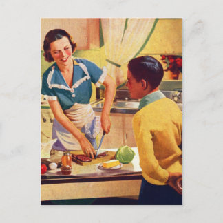 Vintage Retro Women 40s Doughnut Deception Lunch M Postcard