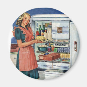 Vintage Retro Women 50s Kitchen Full Refrigerator Magnet