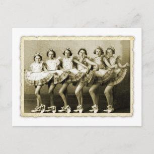 Vintage Retro Women Dancing Queens Girls Postcard