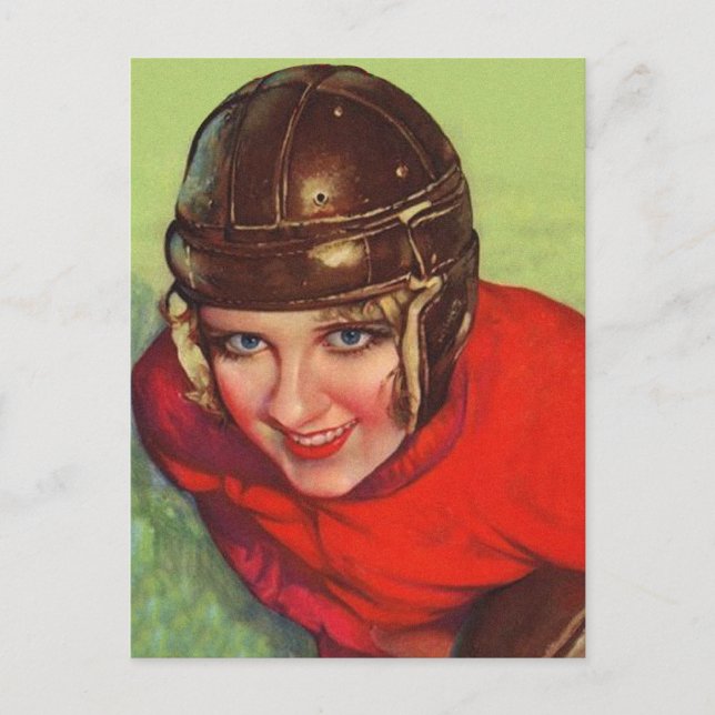 Vintage Retro Women Football Gridiron Girl Postcard (Front)