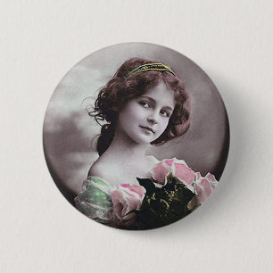 Vintage Retro Women French Victorian Woman 6 Cm Round Badge