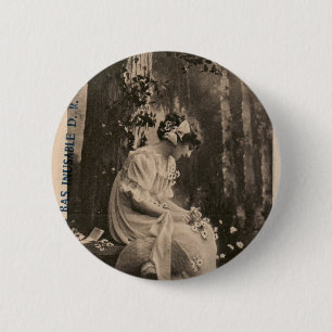 Vintage Retro Women French Young Woman 6 Cm Round Badge
