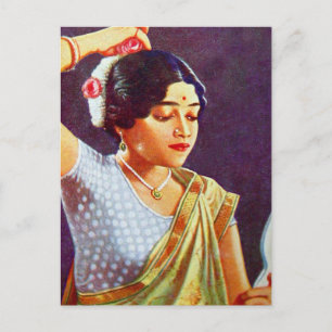 Vintage Retro Women India Indian Women Beauty Postcard