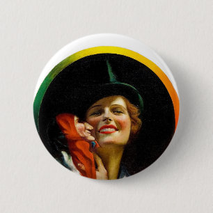 Vintage Retro Women Jester Puppeteer Woman 6 Cm Round Badge