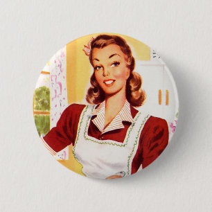 Vintage Retro Women Kitsch 50s Kitchen Magic 6 Cm Round Badge