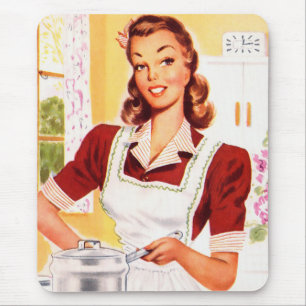 Vintage Retro Women Kitsch 50s Kitchen Magic Mouse Pad