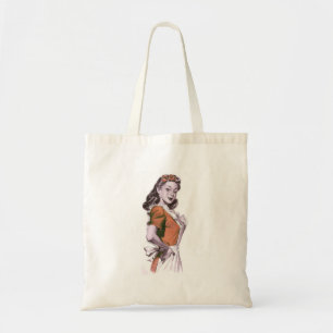 Vintage Retro Women Kitsch Happy Housewife Tote Bag