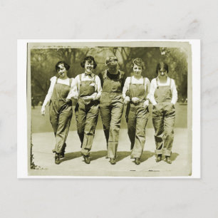 Vintage Retro Women Kitsch Jeans Overalls Girls Postcard